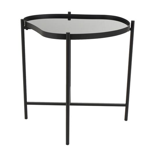Black Metal Abstract Wavy Accent Table with X-Shaped Base